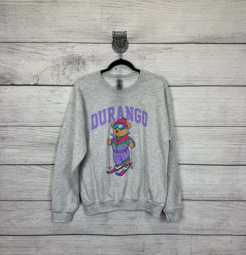 Barefoot Campus Outfitters Durango Colorado Ski Bear Gray Sweatshirt Size Medium